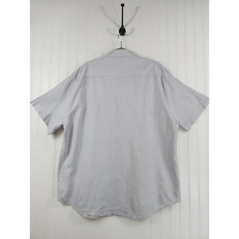 Coastaoro Mens XXL Short Sleeve‎ Linen Cotton Blend Button Down Shirt Light Blue